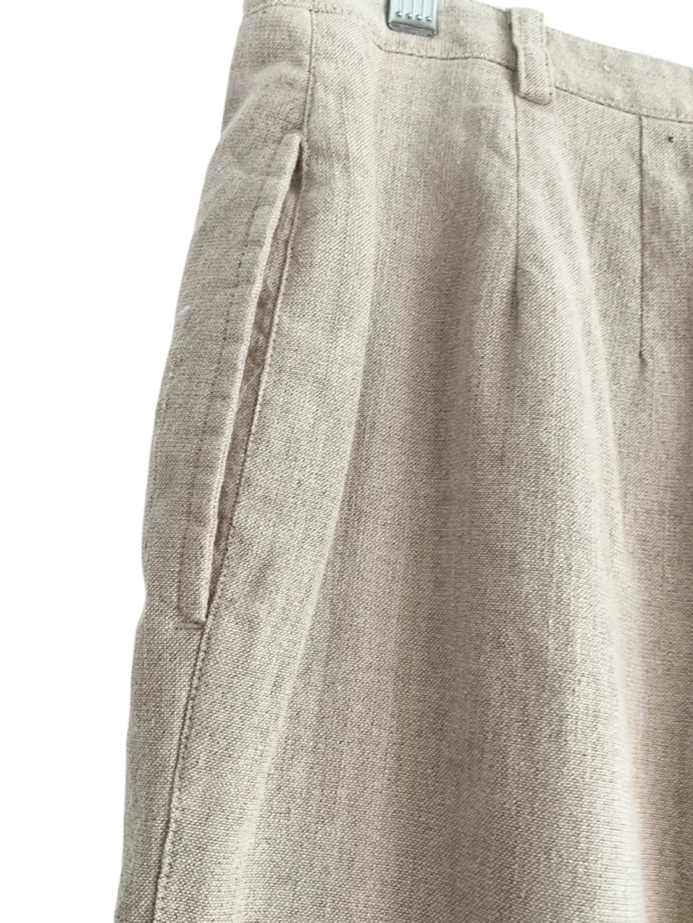 Liz Claiborne Linen Blend Wide Leg Pants Beige Neutral Summer Trousers Size 12